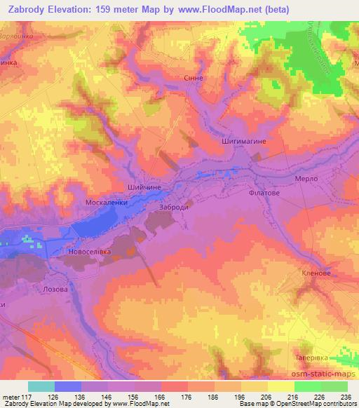 Zabrody,Ukraine Elevation Map
