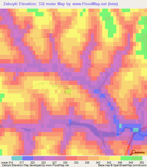 Zaboyki,Ukraine Elevation Map