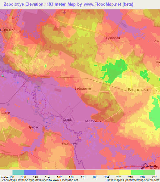 Zabolot'ye,Ukraine Elevation Map