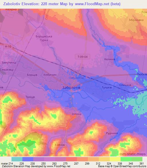 Zabolotiv,Ukraine Elevation Map