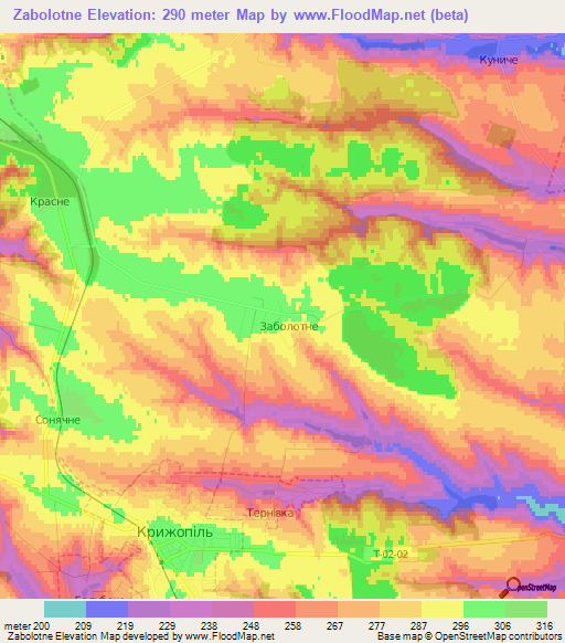 Zabolotne,Ukraine Elevation Map