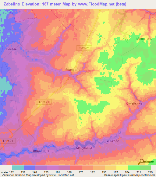 Zabelino,Ukraine Elevation Map