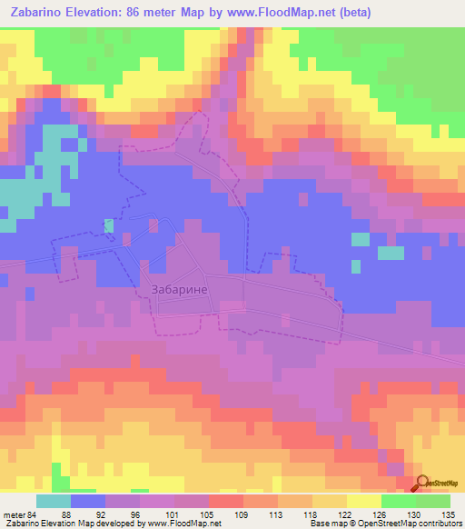 Zabarino,Ukraine Elevation Map