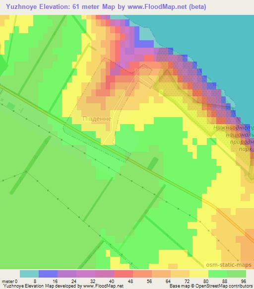 Yuzhnoye,Ukraine Elevation Map