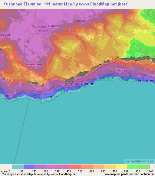 Yuzhnoye,Ukraine Elevation Map