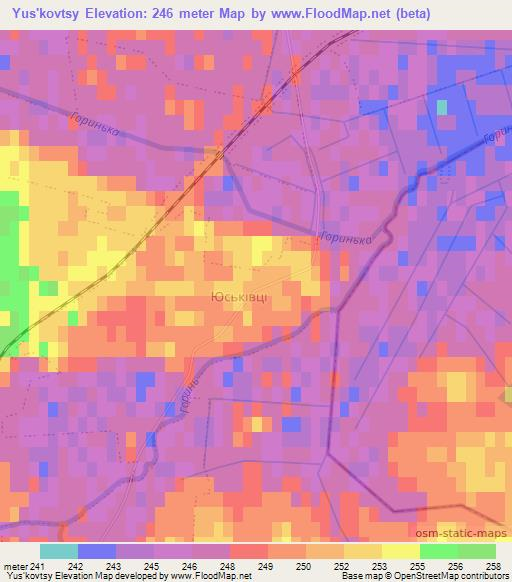 Yus'kovtsy,Ukraine Elevation Map