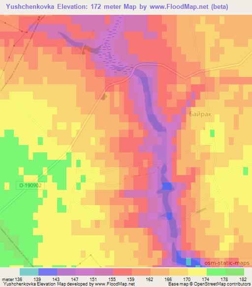 Yushchenkovka,Ukraine Elevation Map