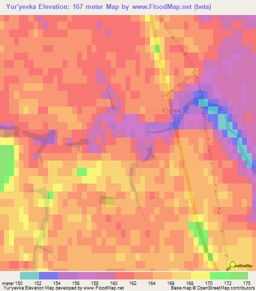 Yur'yevka,Ukraine Elevation Map
