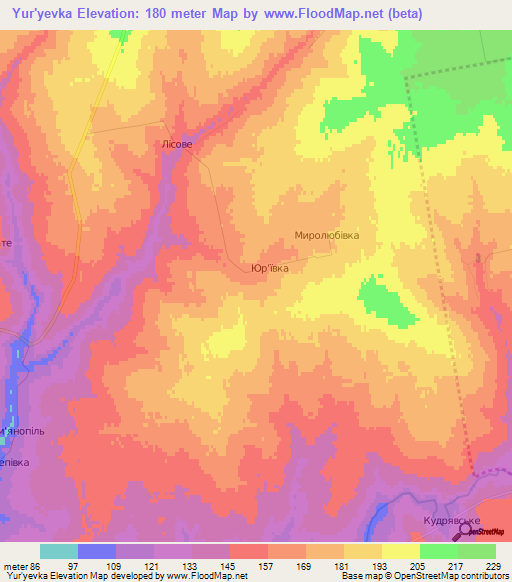 Yur'yevka,Ukraine Elevation Map