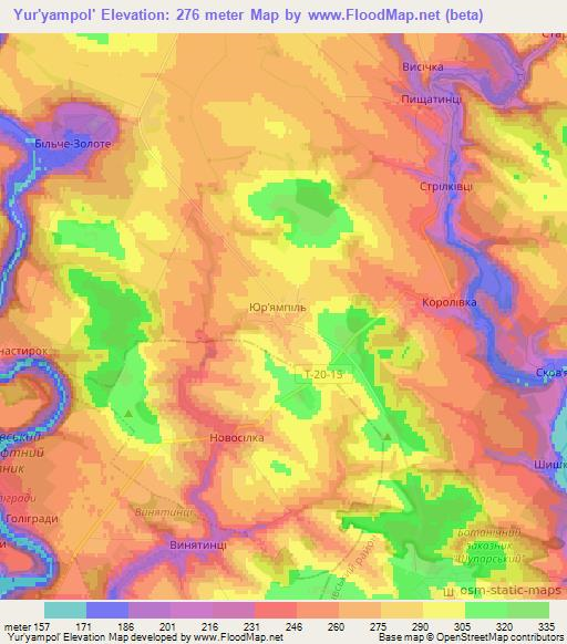 Yur'yampol',Ukraine Elevation Map