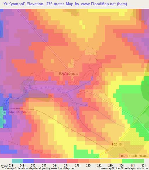 Yur'yampol',Ukraine Elevation Map