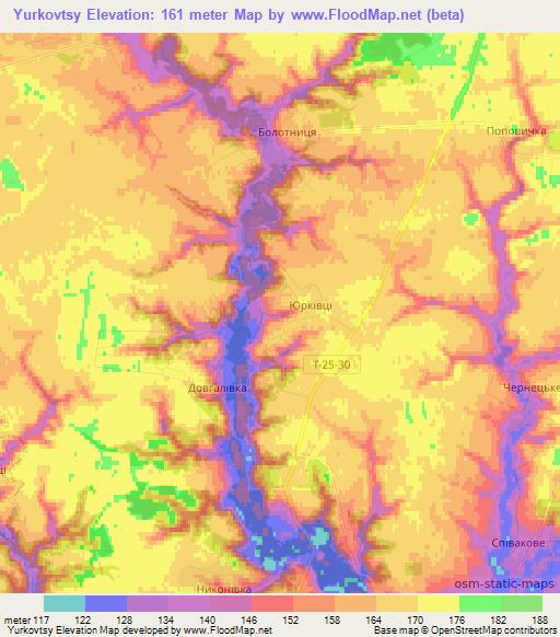 Yurkovtsy,Ukraine Elevation Map