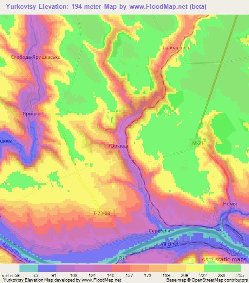 Yurkovtsy,Ukraine Elevation Map