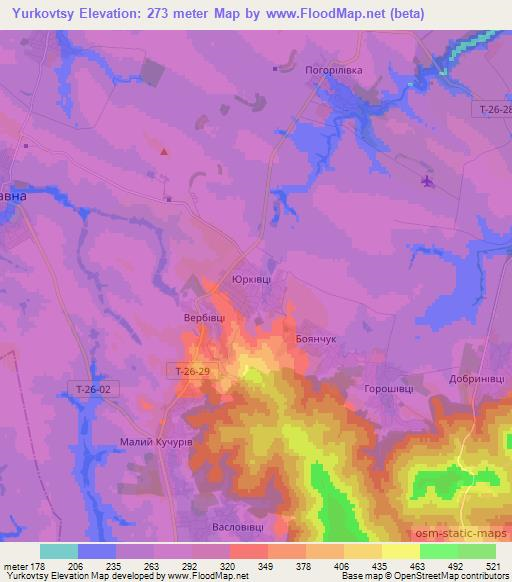 Yurkovtsy,Ukraine Elevation Map