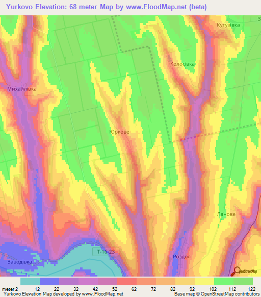 Yurkovo,Ukraine Elevation Map