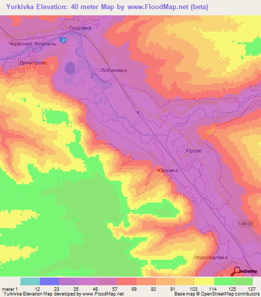 Yurkivka,Ukraine Elevation Map