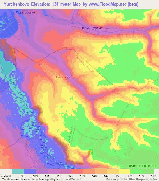 Yurchenkovo,Ukraine Elevation Map