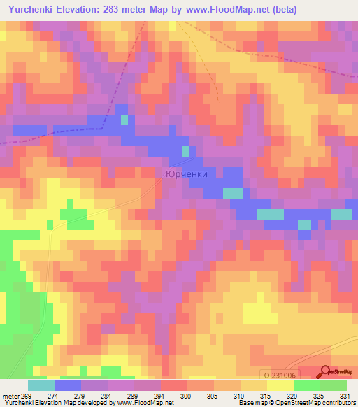 Yurchenki,Ukraine Elevation Map