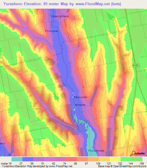 Yurashevo,Ukraine Elevation Map