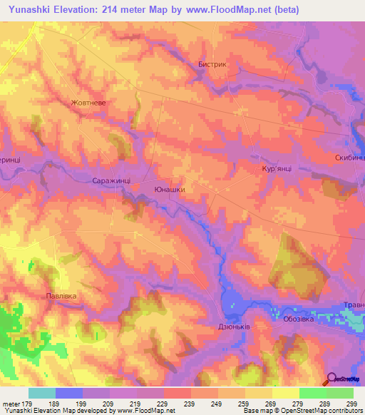 Yunashki,Ukraine Elevation Map