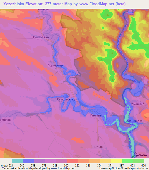 Yezezhiska,Ukraine Elevation Map