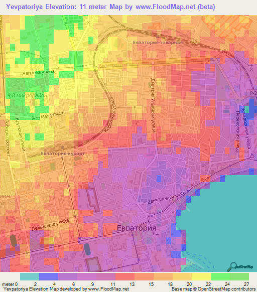 Yevpatoriya,Ukraine Elevation Map