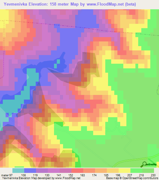 Yevmenivka,Ukraine Elevation Map