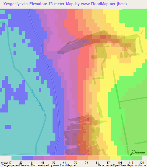 Yevgen'yevka,Ukraine Elevation Map