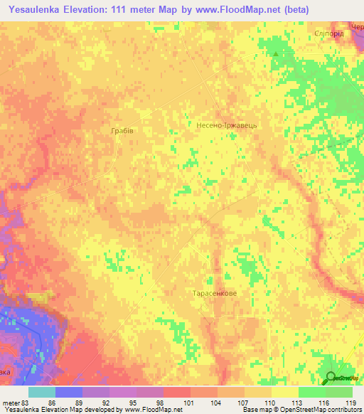 Yesaulenka,Ukraine Elevation Map