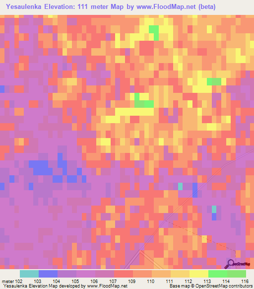 Yesaulenka,Ukraine Elevation Map