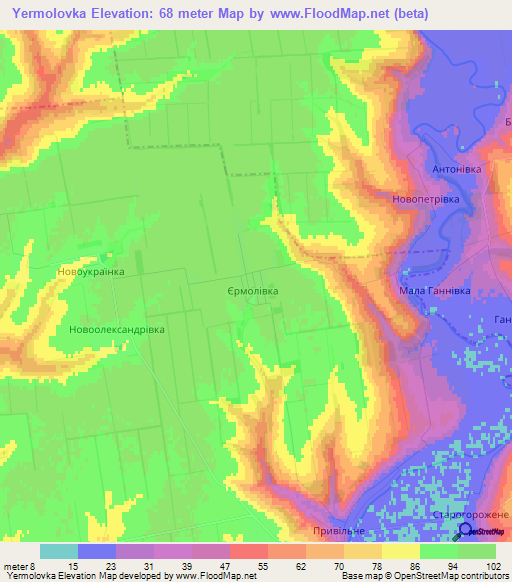 Yermolovka,Ukraine Elevation Map