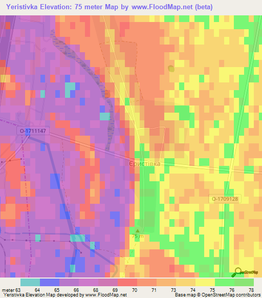 Yeristivka,Ukraine Elevation Map