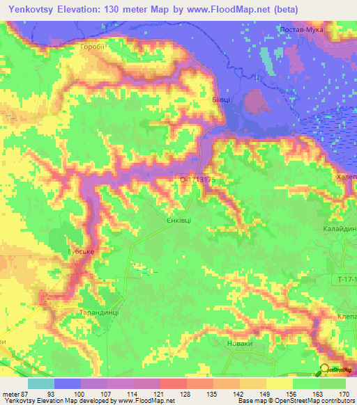 Yenkovtsy,Ukraine Elevation Map