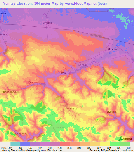 Yemtsy,Ukraine Elevation Map