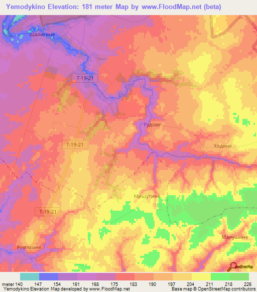 Yemodykino,Ukraine Elevation Map