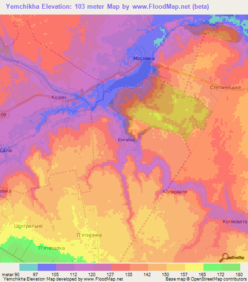 Yemchikha,Ukraine Elevation Map