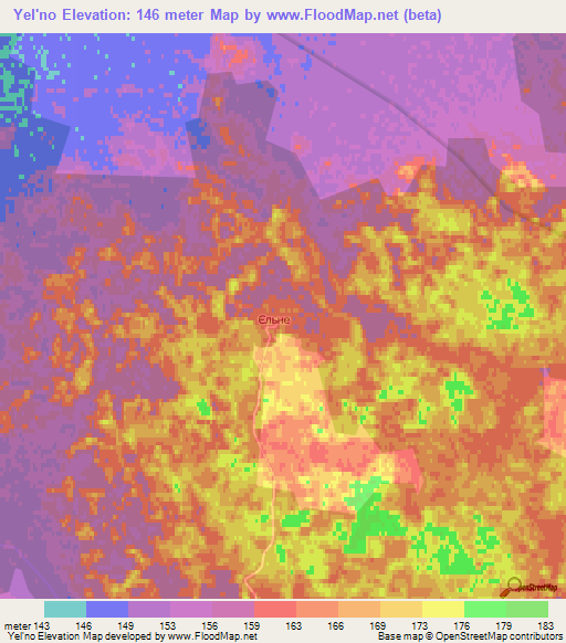 Yel'no,Ukraine Elevation Map