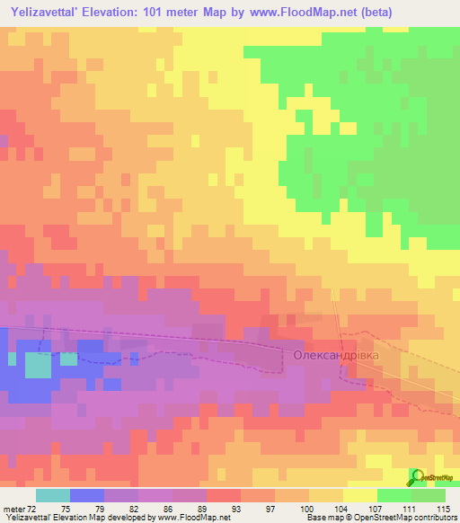 Yelizavettal',Ukraine Elevation Map