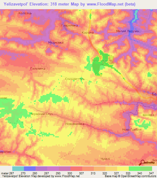 Yelizavetpol',Ukraine Elevation Map