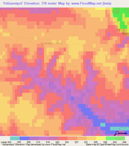 Yelizavetpol',Ukraine Elevation Map