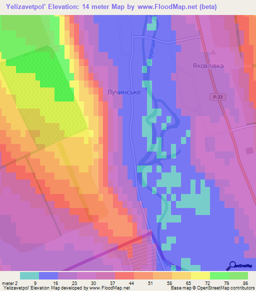 Yelizavetpol',Ukraine Elevation Map
