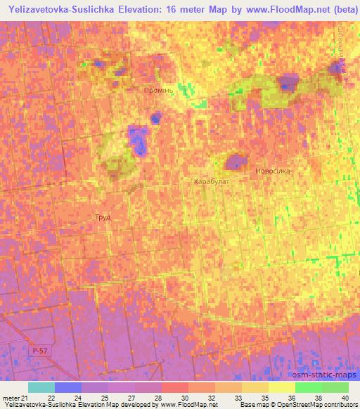 Yelizavetovka-Suslichka,Ukraine Elevation Map