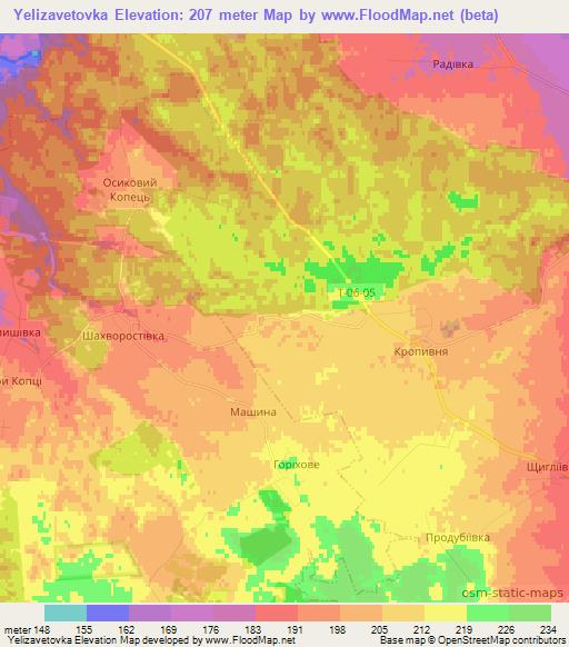 Yelizavetovka,Ukraine Elevation Map