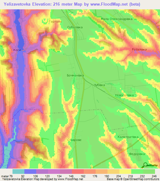 Yelizavetovka,Ukraine Elevation Map
