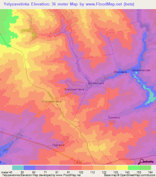 Yelyzavetivka,Ukraine Elevation Map