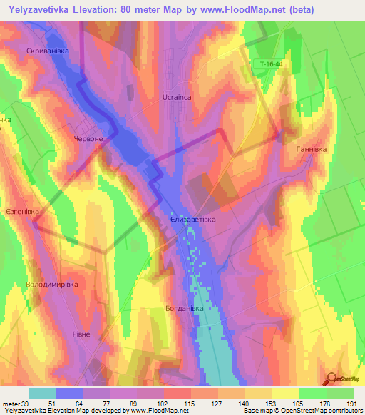 Yelyzavetivka,Ukraine Elevation Map