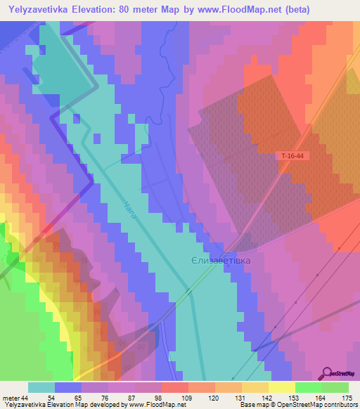 Yelyzavetivka,Ukraine Elevation Map