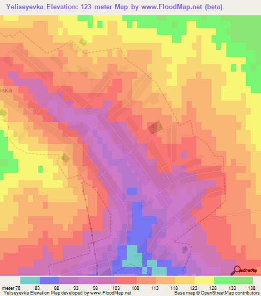 Yeliseyevka,Ukraine Elevation Map