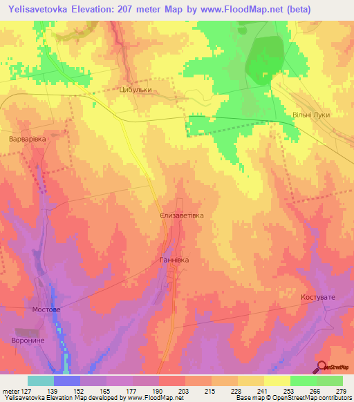 Yelisavetovka,Ukraine Elevation Map