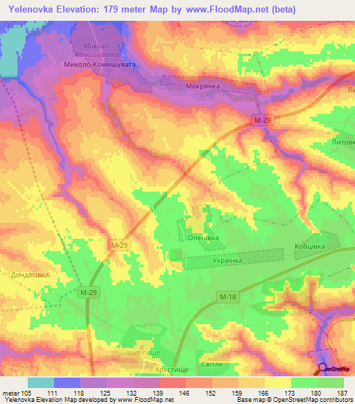Yelenovka,Ukraine Elevation Map